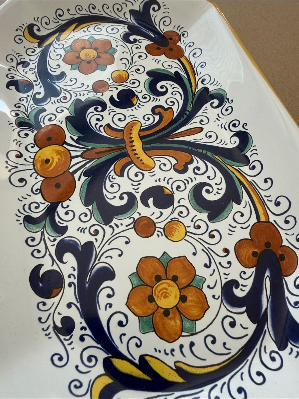 Floral Ceramic Tray — Yellow & Navy - Picture 2 of 5